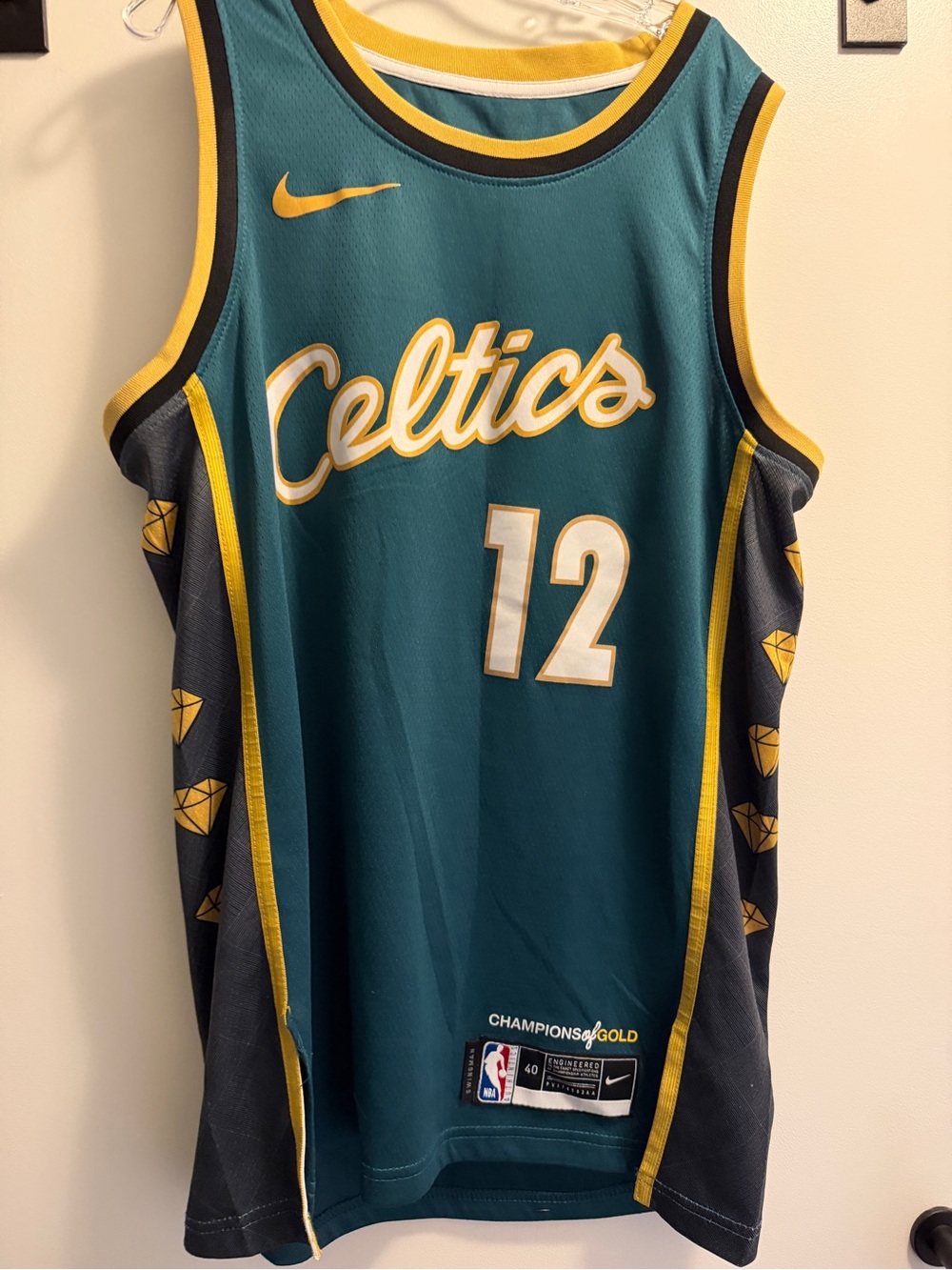 Nike Celtics #12 Grant Williams Teal & Gold Basketball Jersey